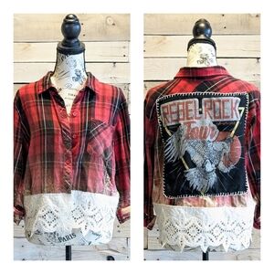 Up-cycled Rebel Rock Flannel Shirt